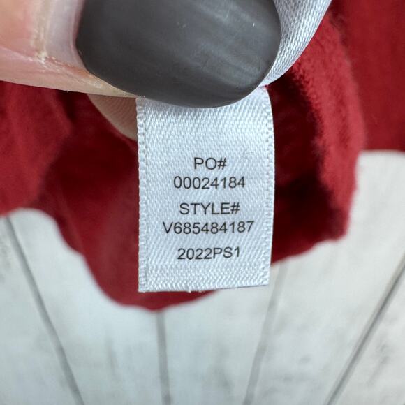 Vince Red Wool Essential Slim Bracelet Sleeve Crew Neck Sweater Pullover Large - Picture 9 of 14